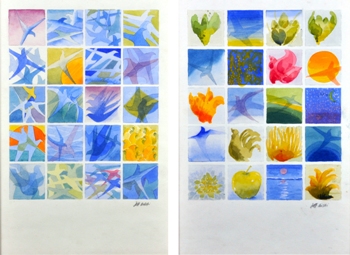Composite Birds, Etc (Set of Two), Painting by Jeff Mistri, Watercolour on Board, 14.5 X 9.5 inches